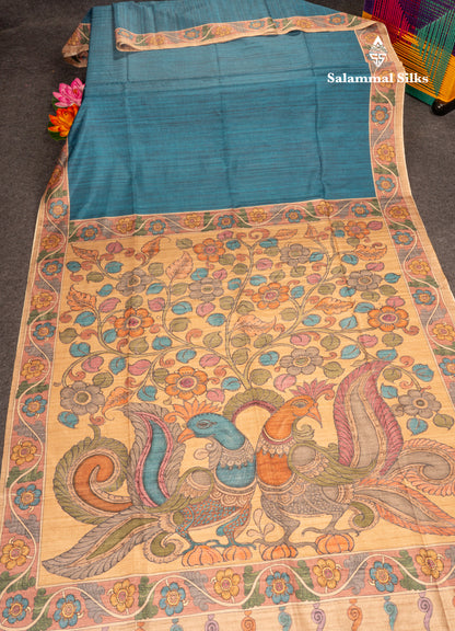 Maroon Colour Semi Tussar Fancy Saree With Contrast Sandal Border
