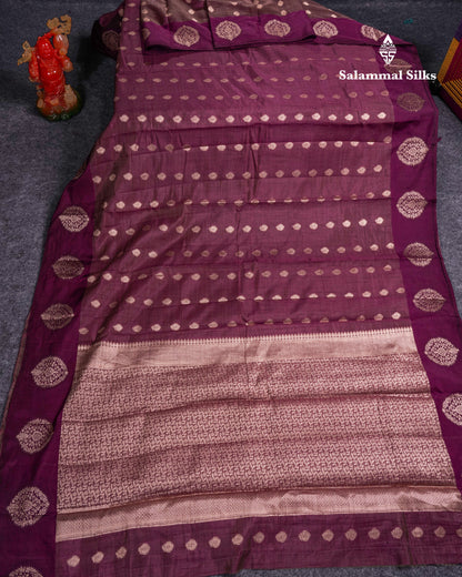 Beautiful Magenta Semi Raw Silk Saree With Contrast Dark Magenta Fancy Border