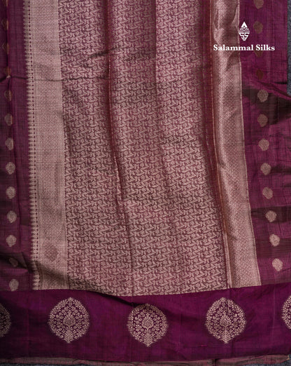 Beautiful Magenta Semi Raw Silk Saree With Contrast Dark Magenta Fancy Border