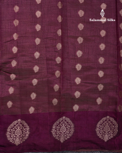 Beautiful Magenta Semi Raw Silk Saree With Contrast Dark Magenta Fancy Border