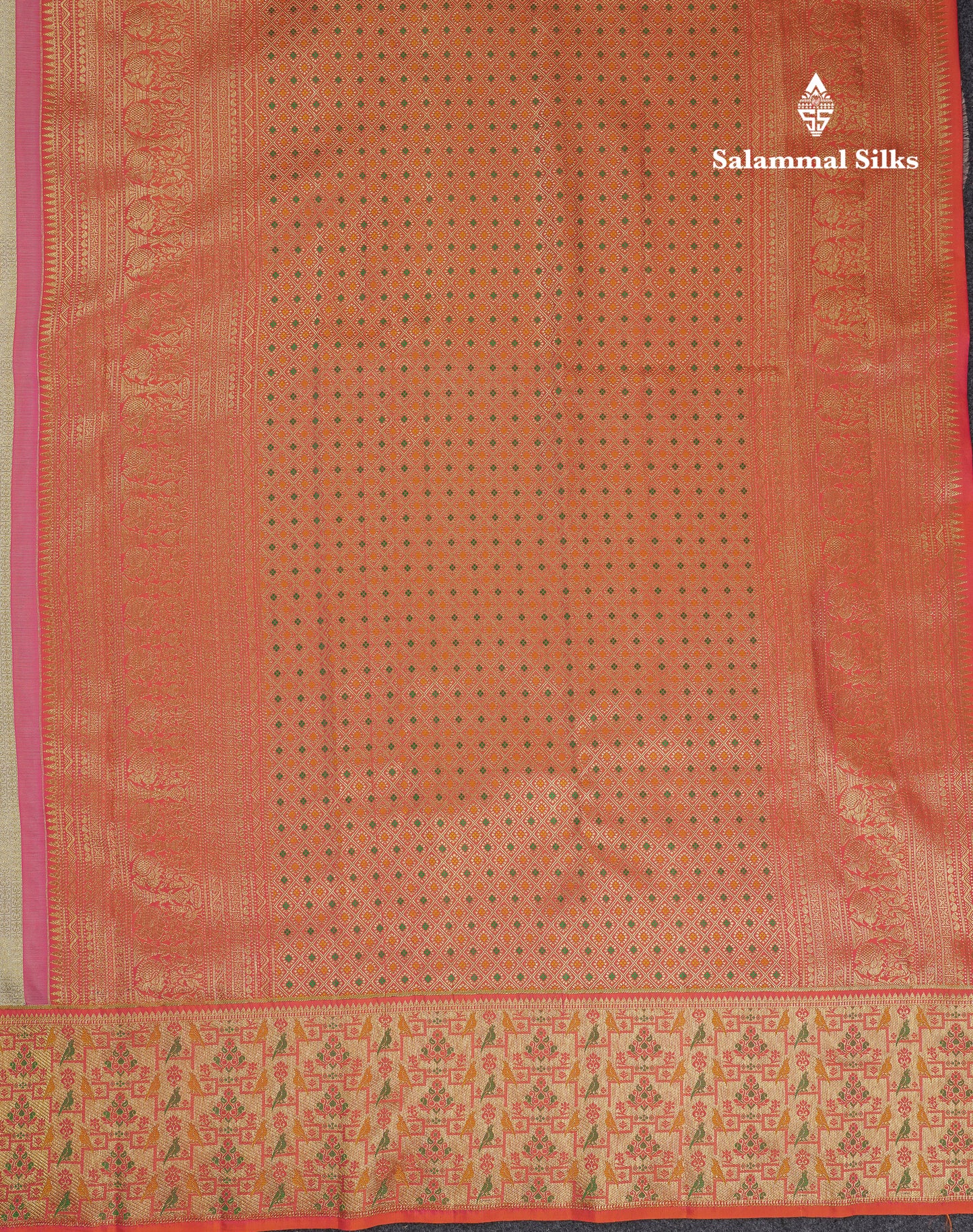 Beautiful Half White Bridal Pure Kanjivaram Silk Saree With Contrast Pinkish Orange Paithani Border