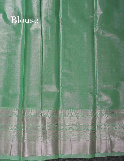 Beautiful Ice Blue Semi Silk Saree With Traditional Evening Morning Border