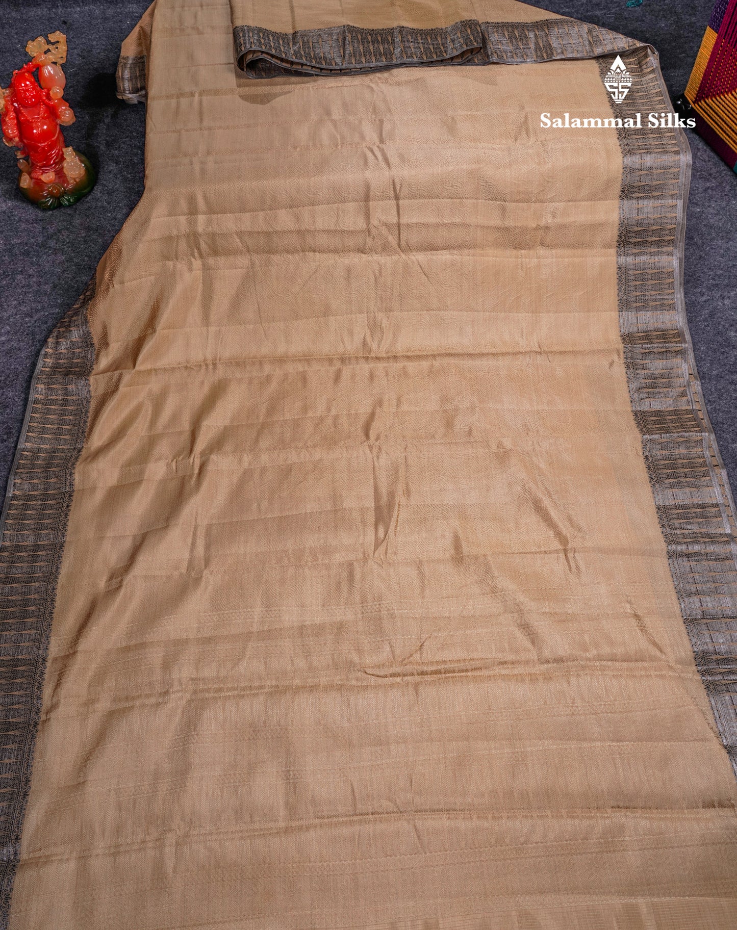 Beautiful Dark Brown Semi Raw Silk Saree With Fancy Border