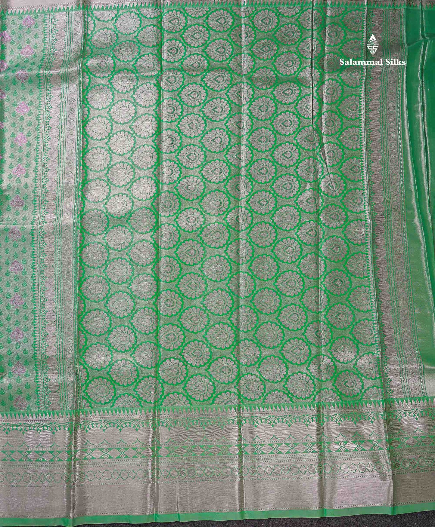 Beautiful Ice Blue Semi Silk Saree With Traditional Evening Morning Border