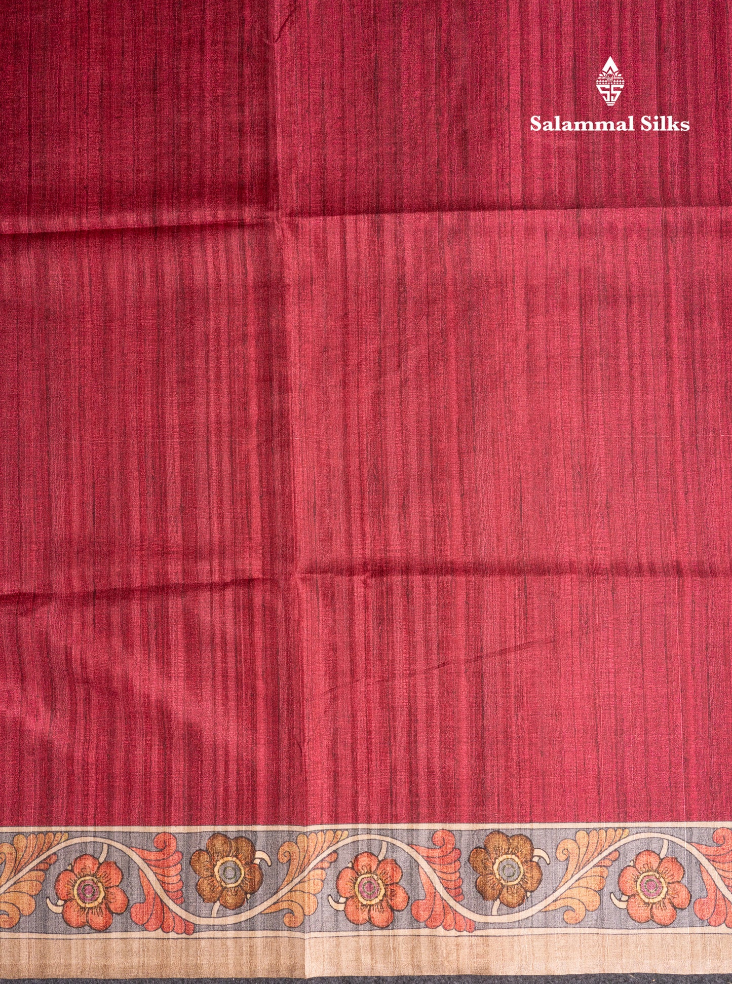 Maroon Colour Semi Tussar Fancy Saree With Contrast Sandal Border
