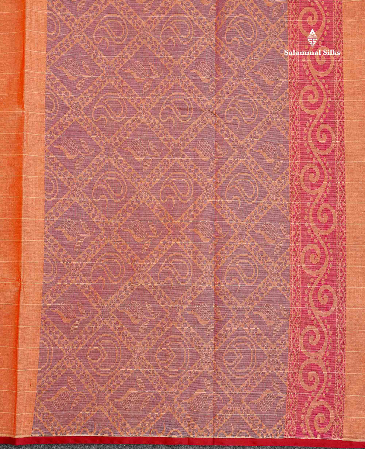 Pure Cotton Saree - Light Orange Colour Body Thread Work Butta With Blouse