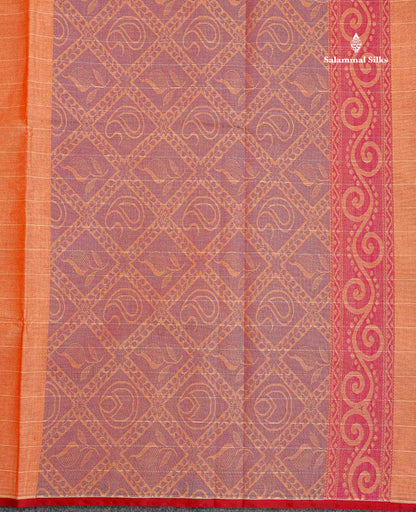 Pure Cotton Saree - Light Orange Colour Body Thread Work Butta With Blouse