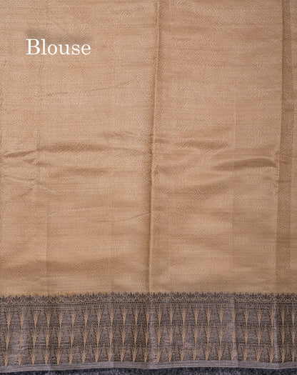 Beautiful Dark Brown Semi Raw Silk Saree With Fancy Border