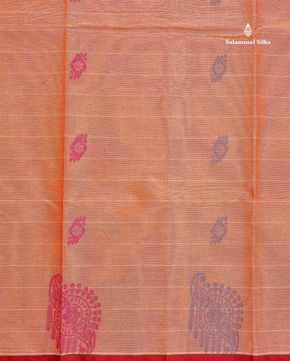 Pure Cotton Saree - Light Orange Colour Body Thread Work Butta With Blouse