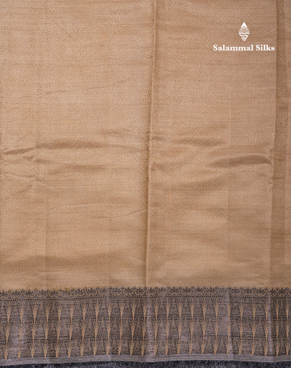 Beautiful Dark Brown Semi Raw Silk Saree With Fancy Border