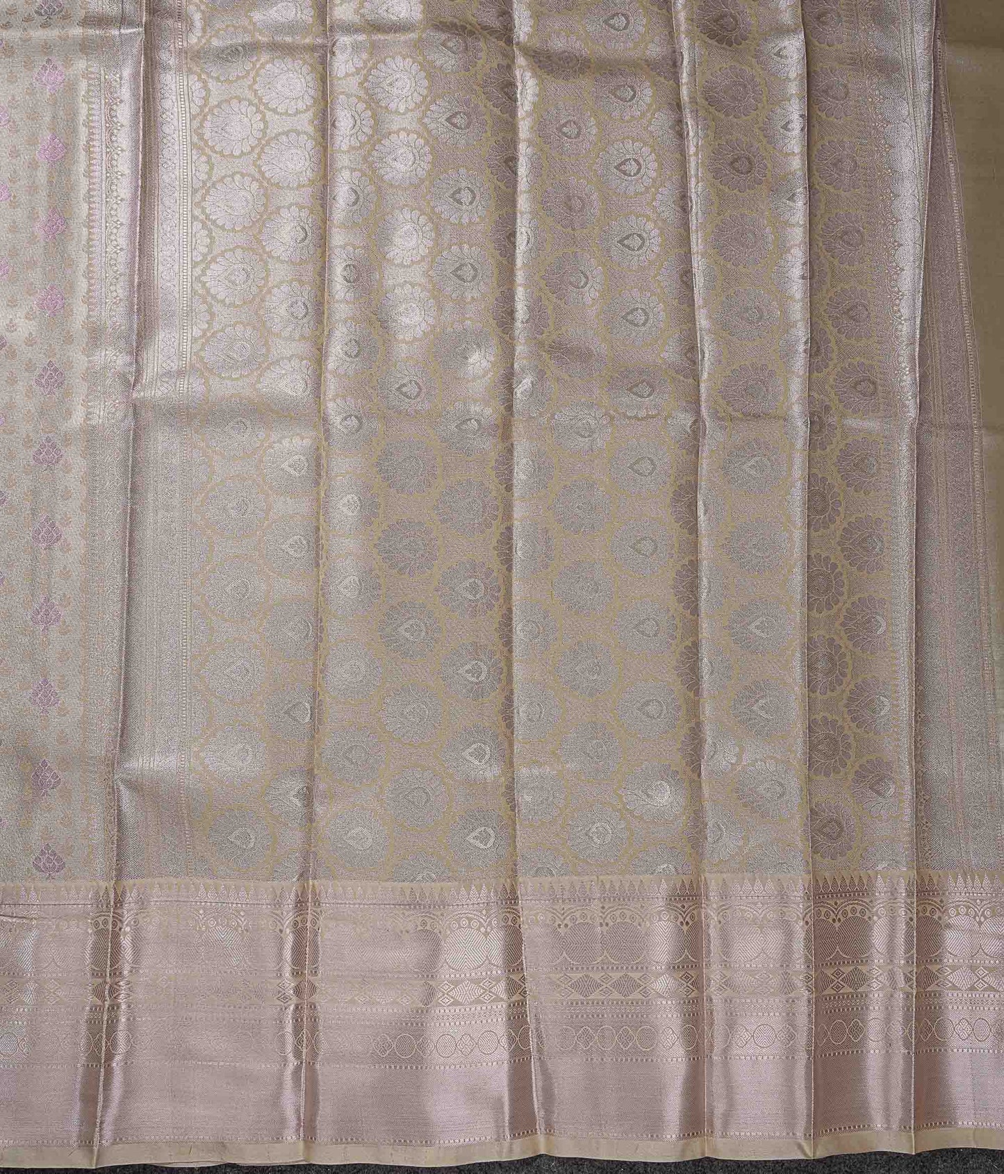 Beautiful Light Chocolate Brown Semi Silk Saree With Traditional Evening Morning Border