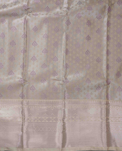 Beautiful Light Chocolate Brown Semi Silk Saree With Traditional Evening Morning Border