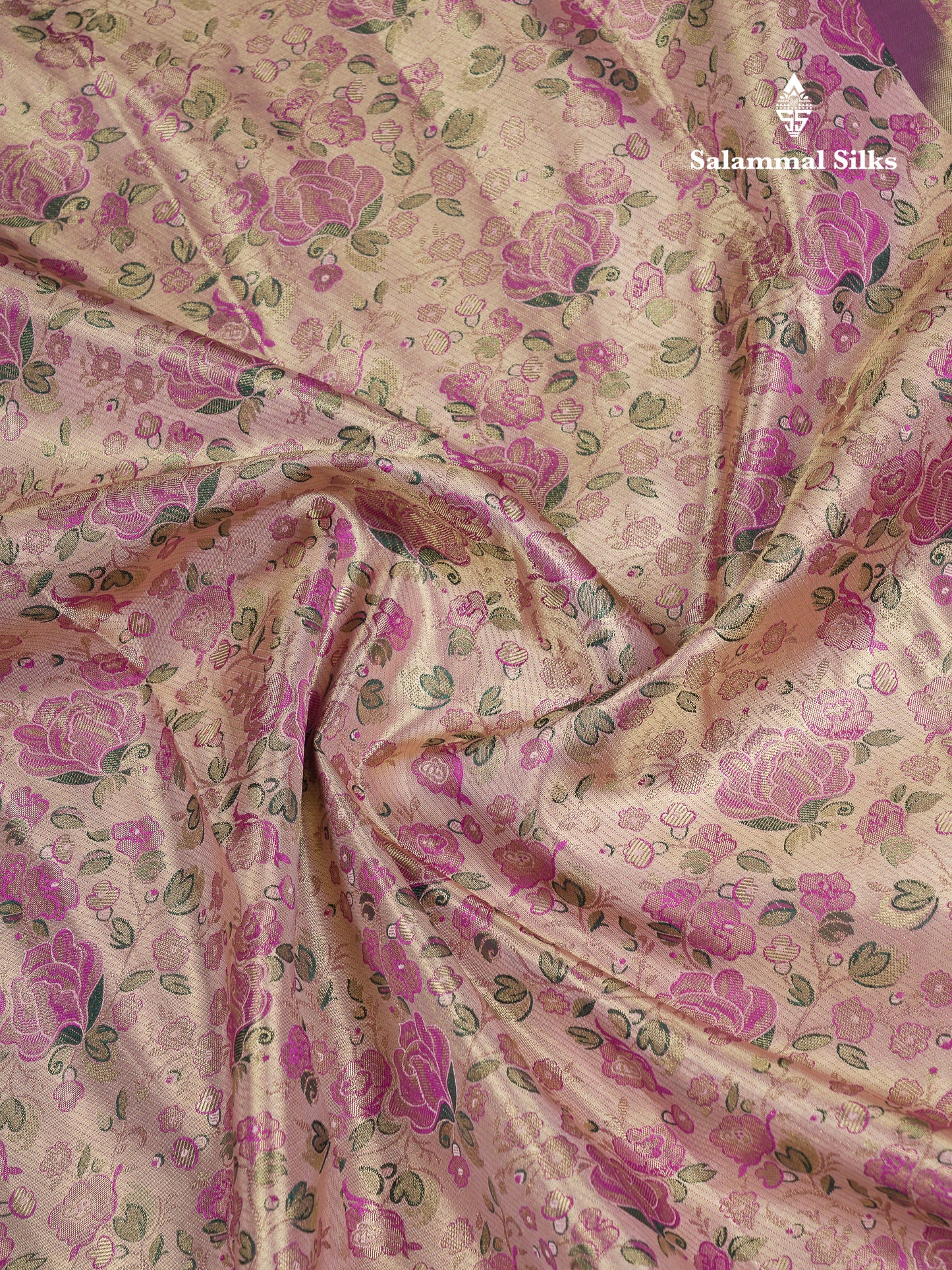 Beautiful Peach Tissue Menakari Work Bridal Pure Kanjivaram Silk Saree With Contrast Dark Purple Fancy Border