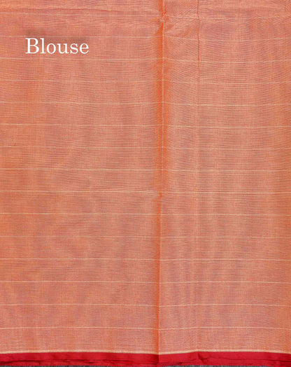 Pure Cotton Saree - Light Orange Colour Body Thread Work Butta With Blouse