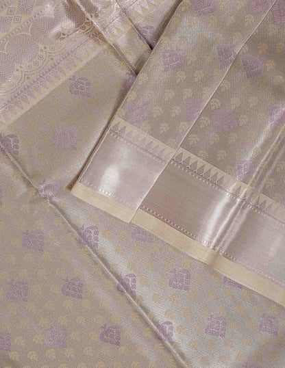 Beautiful Light Chocolate Brown Semi Silk Saree With Traditional Evening Morning Border