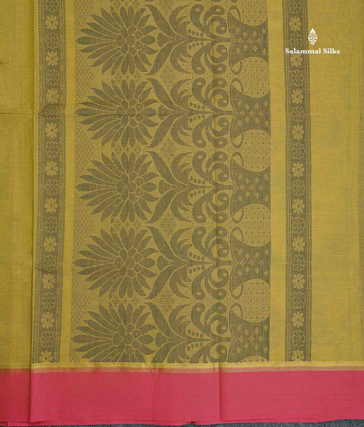 Pure Cotton Saree - Olive Green Colour Body Thread Work Butta With Blouse