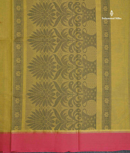 Pure Cotton Saree - Olive Green Colour Body Thread Work Butta With Blouse