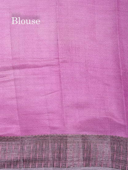 Beautiful Dark Brown Semi Raw Silk Saree With Fancy Border