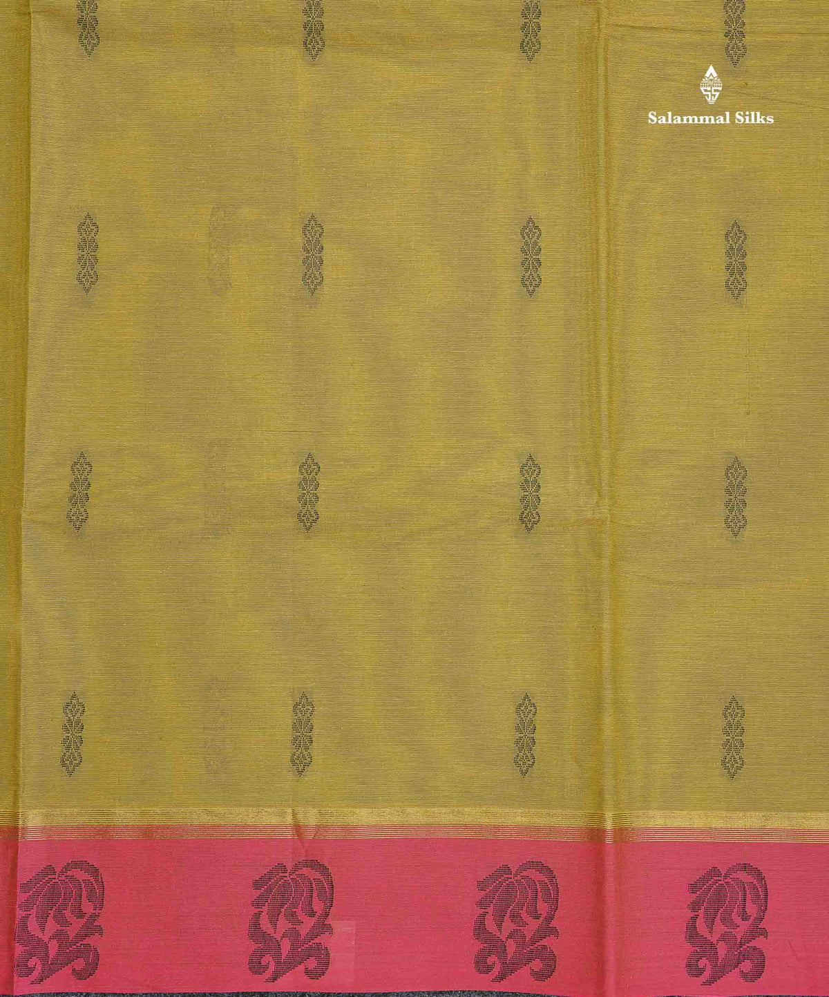 Pure Cotton Saree - Olive Green Colour Body Thread Work Butta With Blouse