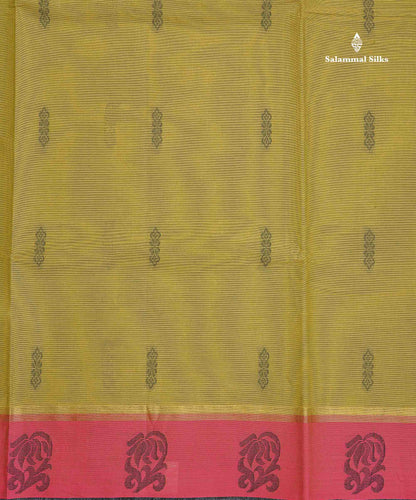 Pure Cotton Saree - Olive Green Colour Body Thread Work Butta With Blouse