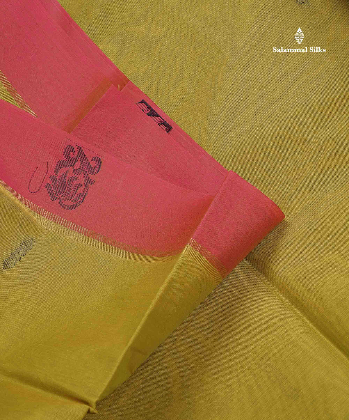 Pure Cotton Saree - Olive Green Colour Body Thread Work Butta With Blouse