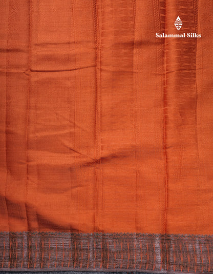 Beautiful Dark Brown Semi Raw Silk Saree With Fancy Border