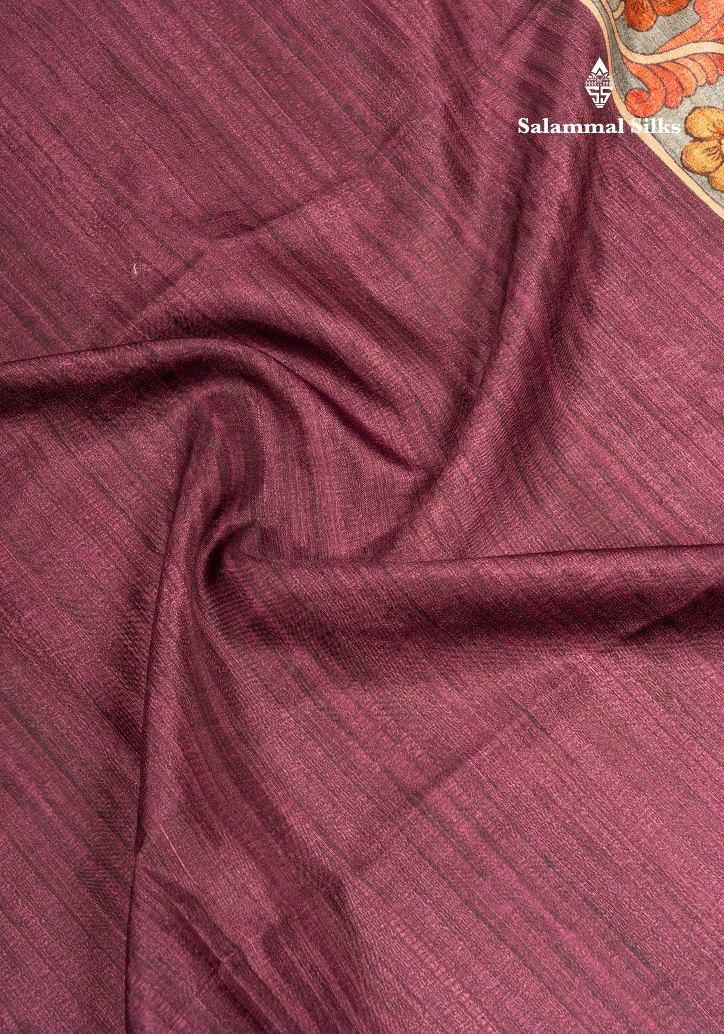 Maroon Colour Semi Tussar Fancy Saree With Contrast Sandal Border