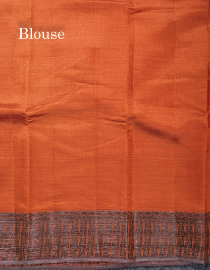 Beautiful Dark Brown Semi Raw Silk Saree With Fancy Border
