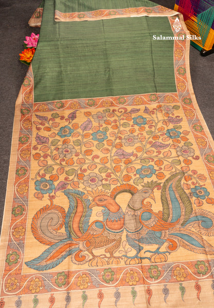 Maroon Colour Semi Tussar Fancy Saree With Contrast Sandal Border