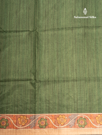 Maroon Colour Semi Tussar Fancy Saree With Contrast Sandal Border