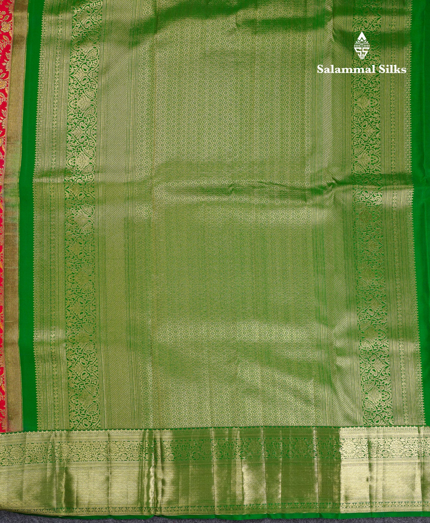 Beautiful Chilly Red Bridal Pure Kanjivaram Silk Saree With Contrast Bottle Green Traditional Border