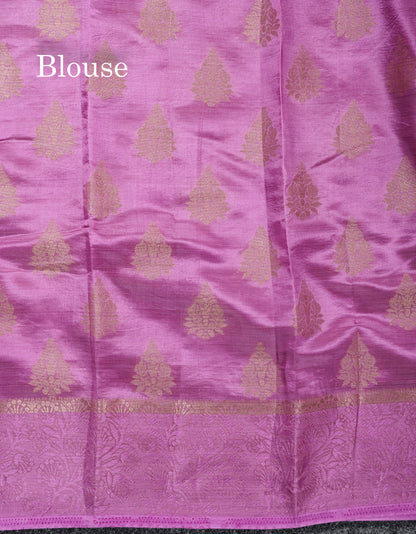 Beautiful Blue Semi Raw Silk Saree With Fancy Border