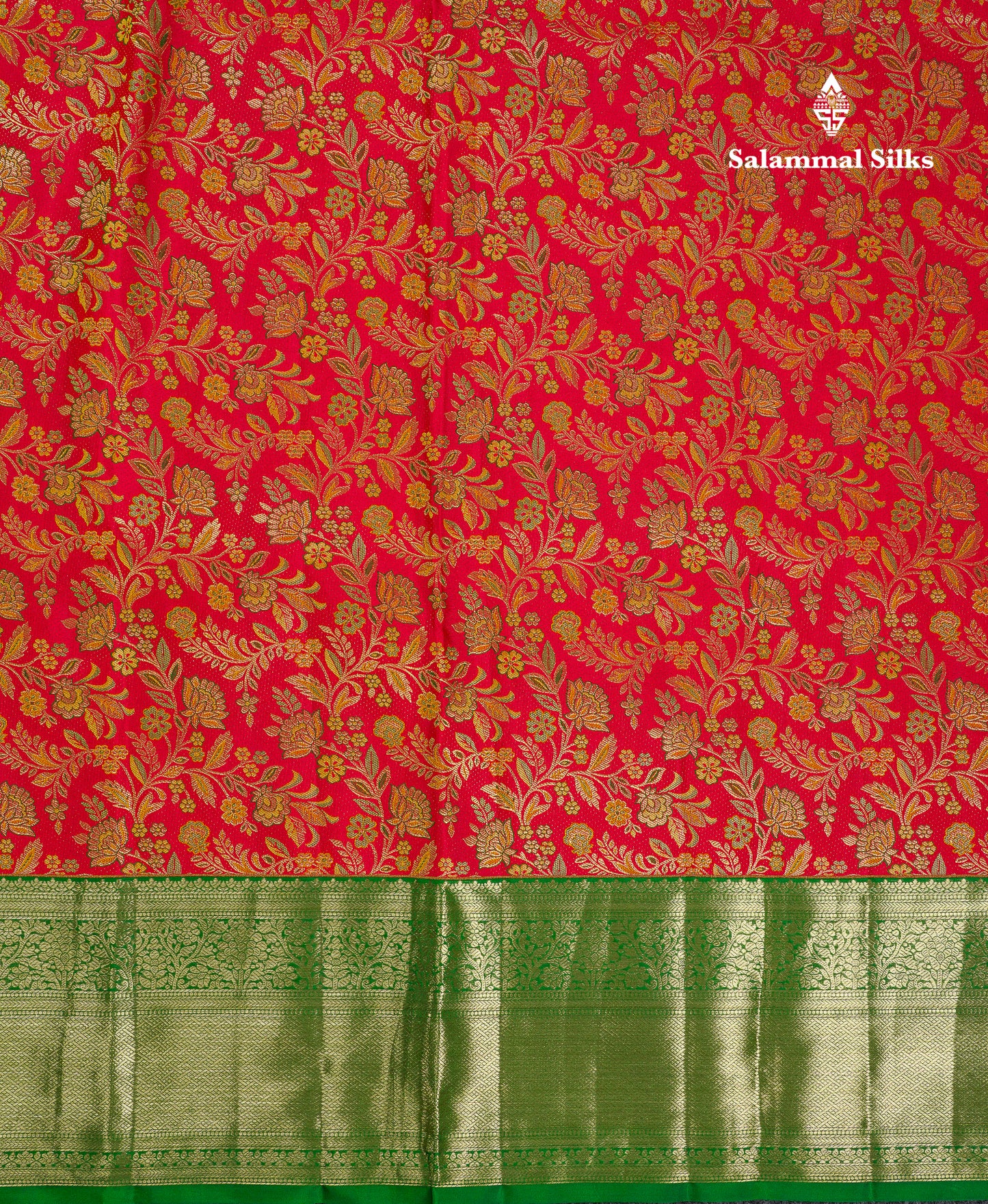 Beautiful Chilly Red Bridal Pure Kanjivaram Silk Saree With Contrast Bottle Green Traditional Border