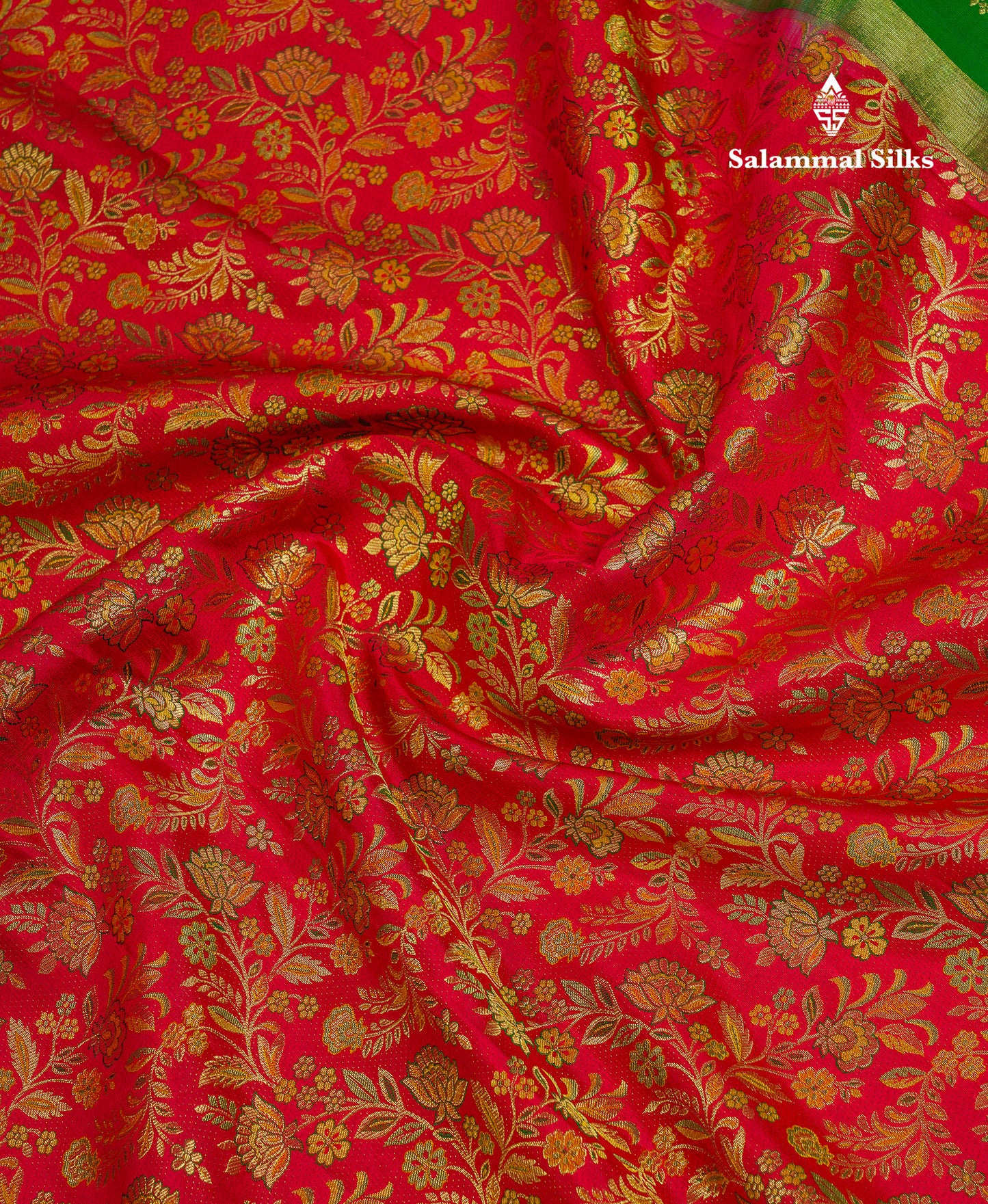 Beautiful Chilly Red Bridal Pure Kanjivaram Silk Saree With Contrast Bottle Green Traditional Border