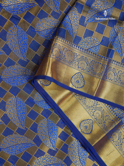 Beautiful Dual Tone Navy Blue Bridal Semi Silk Saree With Contrast Pink Blouse
