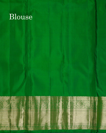 Beautiful Chilly Red Bridal Pure Kanjivaram Silk Saree With Contrast Bottle Green Traditional Border