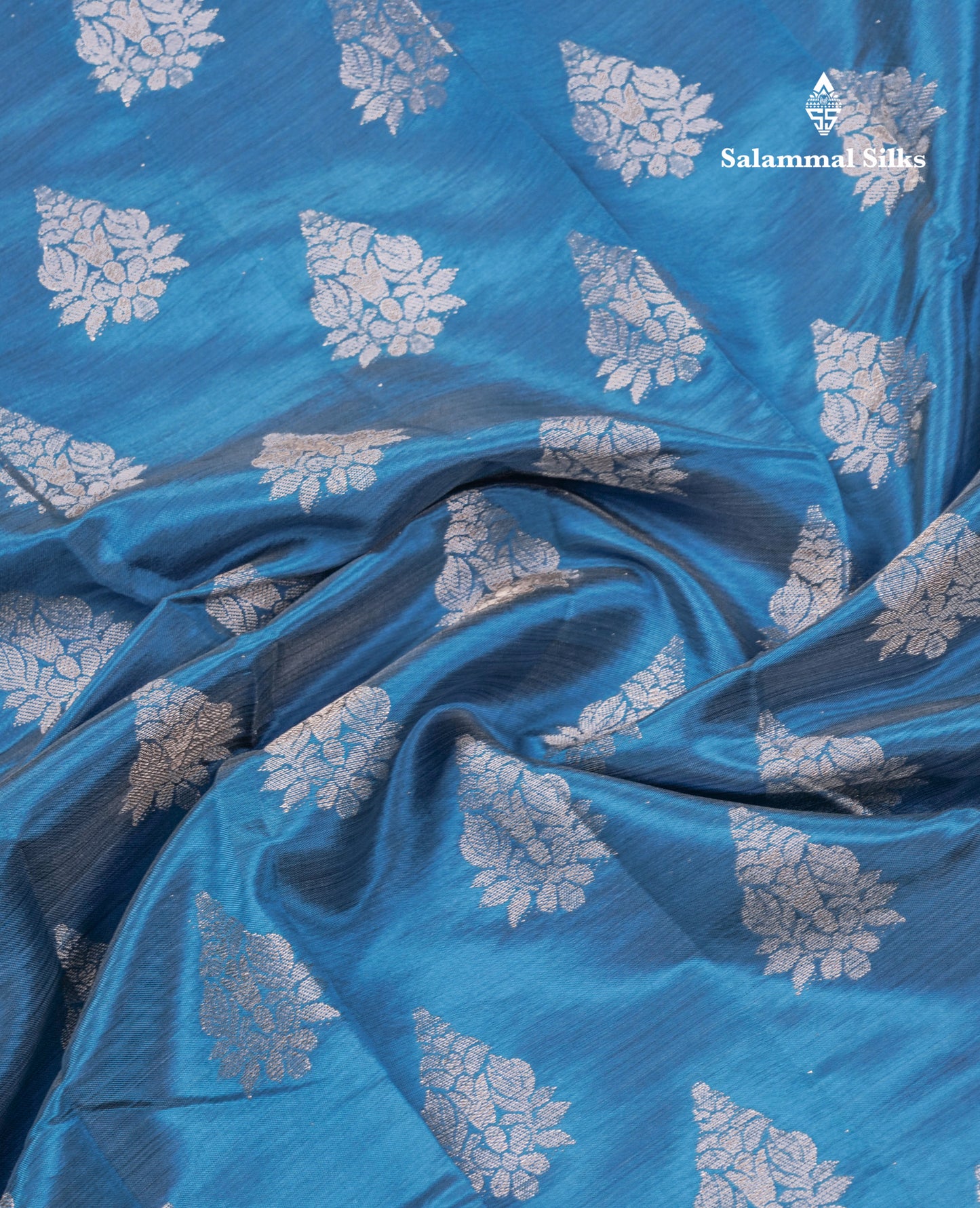 Beautiful Blue Semi Raw Silk Saree With Fancy Border