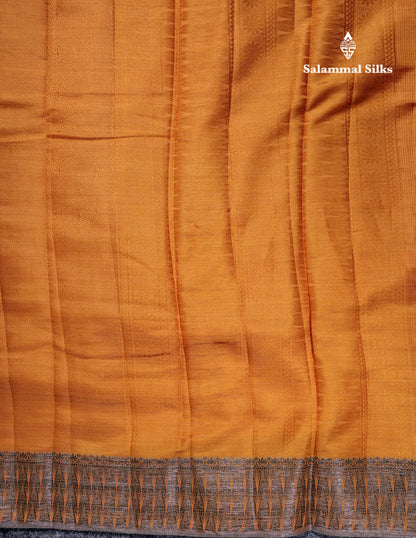 Beautiful Dark Brown Semi Raw Silk Saree With Fancy Border