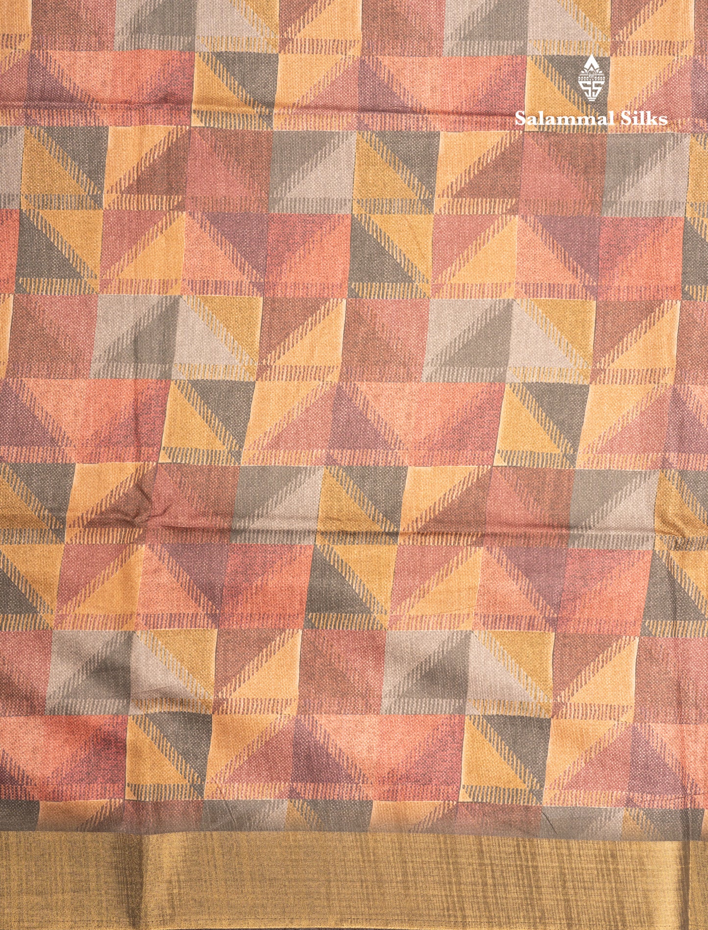 Brown Semi Tussar Fancy Saree With Gold Border