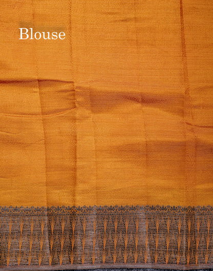 Beautiful Dark Brown Semi Raw Silk Saree With Fancy Border