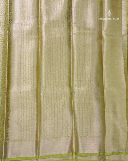 Beautiful Parrot Green Grand Tissue Banaras Fancy Saree With Self Border