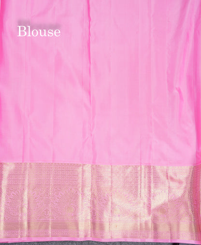 Beautiful Redish Maroon Bridal Pure Kanjivaram Silk Saree With Contrast Baby Pink Traditional Evening Morning Border