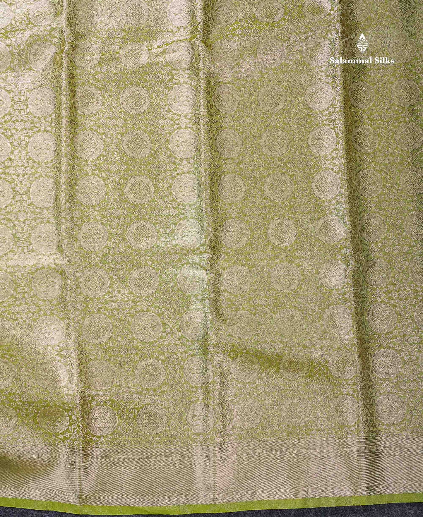Beautiful Parrot Green Grand Tissue Banaras Fancy Saree With Self Border