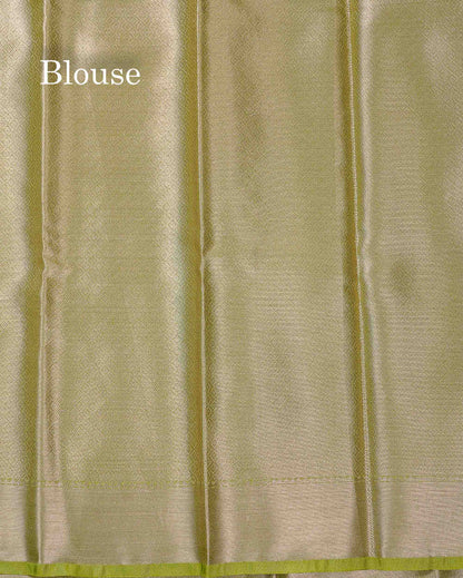 Beautiful Parrot Green Grand Tissue Banaras Fancy Saree With Self Border