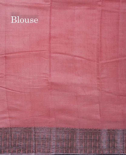 Beautiful Dark Brown Semi Raw Silk Saree With Fancy Border