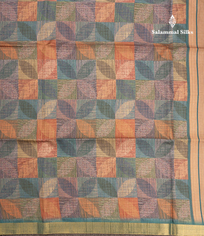 Brown Semi Tussar Fancy Saree With Gold Border