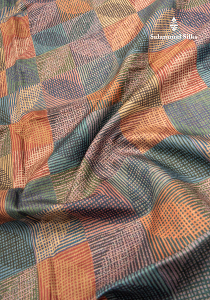 Brown Semi Tussar Fancy Saree With Gold Border