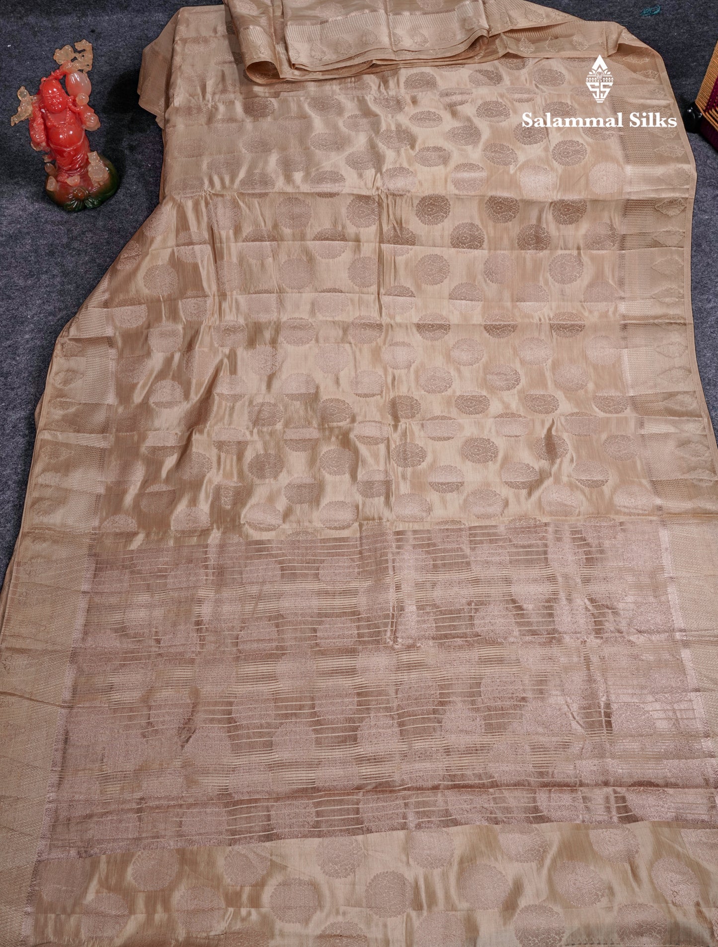 Beautiful Dual Tone Maroon Semi Raw Silk Saree With Fancy Border