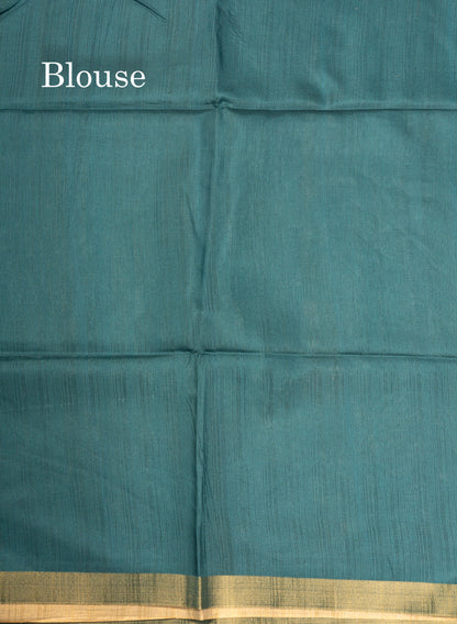 Brown Semi Tussar Fancy Saree With Gold Border