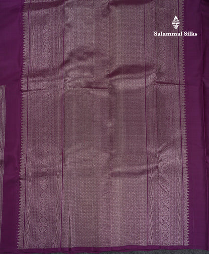 Beautiful Dark Purple Fancy Pure Kanjivaram Silk Saree With Contrast Bottle Green Blouse